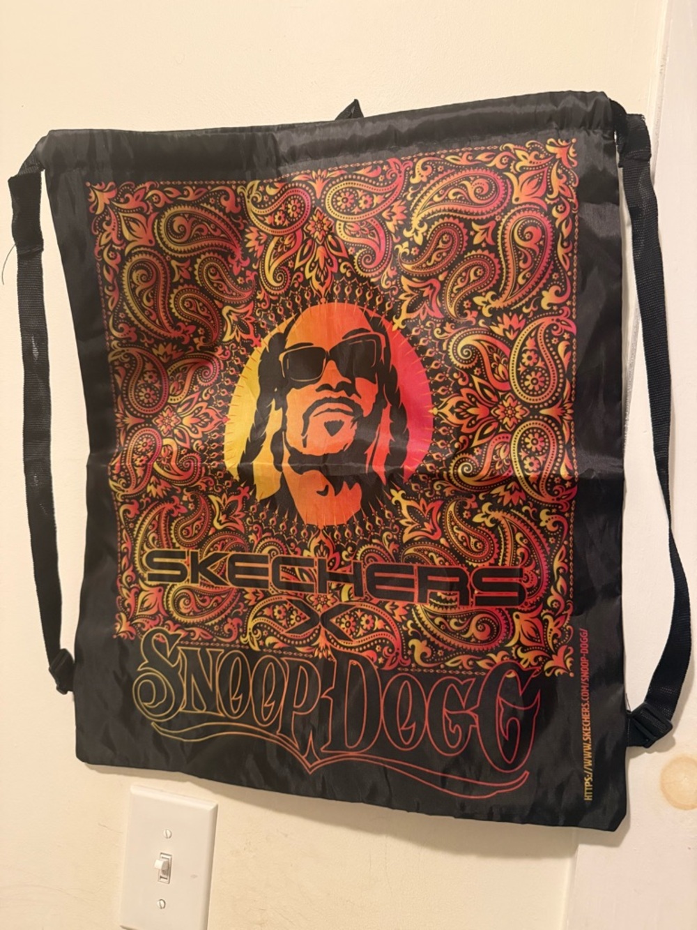 Skechers x Snoop Dogg Black Paisley Drawstring Backpack